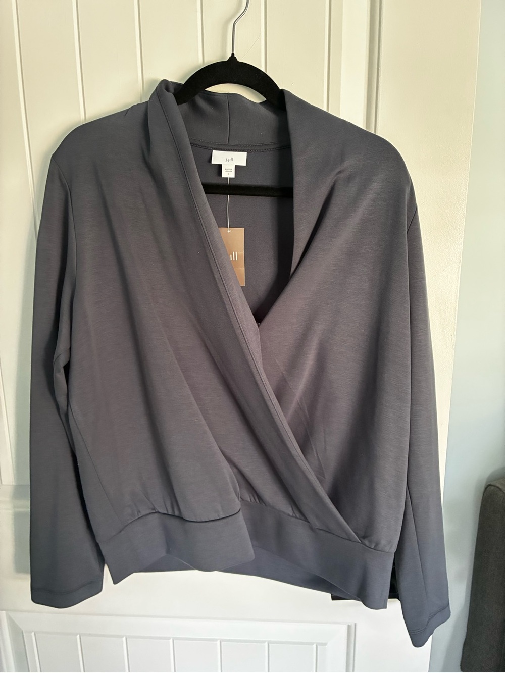 J. Jill Slate Gray Draped Wrap-Front Sweater/Swaetshirt